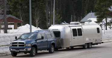 Airstream and Snow-Packed Lookout Pass